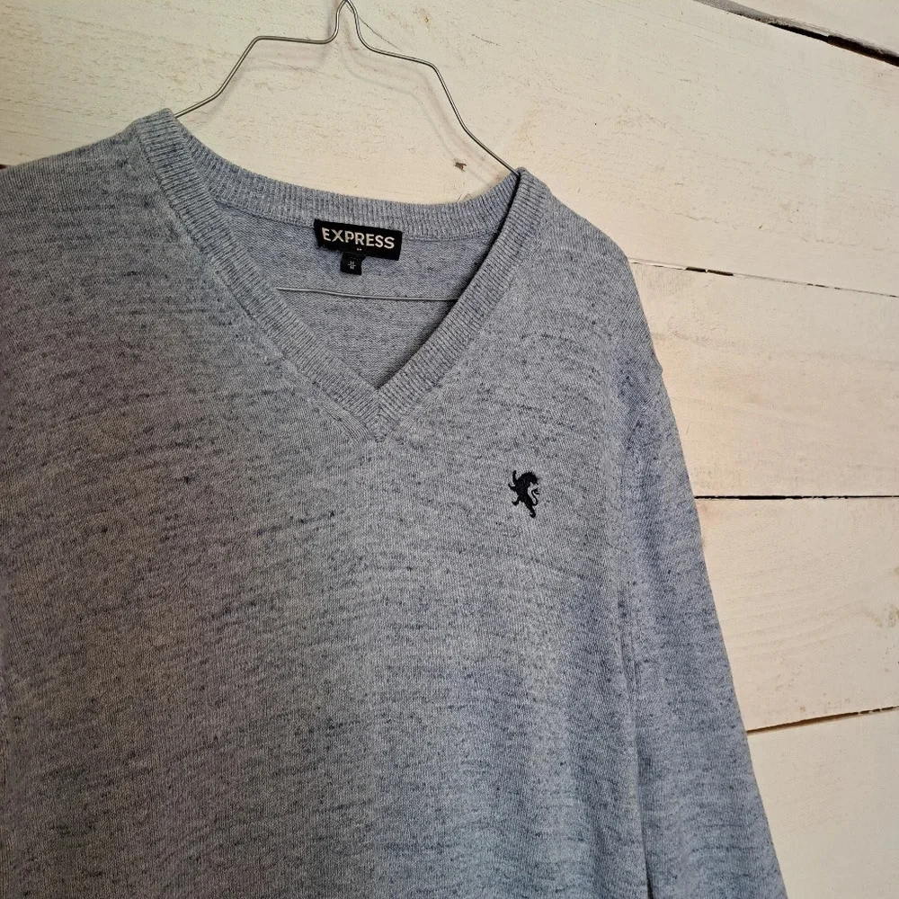 Express Mens V Neck Sweater Light Blue. Size Medium